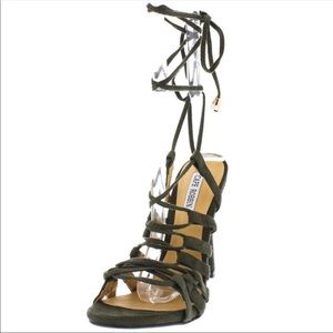 Cape Robbin Olive Tie-up Strappy Stilettos